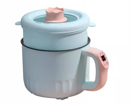 Sartén eléctrica multifuncional de 1,8 l, Mini olla arrocera, sartén multicópica, utensilios de cocina antiadherentes, olla for el hogar y la cocina (Color : C)
