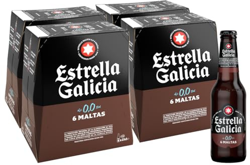 Estrella Galicia 0,0 - 6 Maltas Sin Alcohol, Cerveza, 4 Pack x 6 x 25 cl