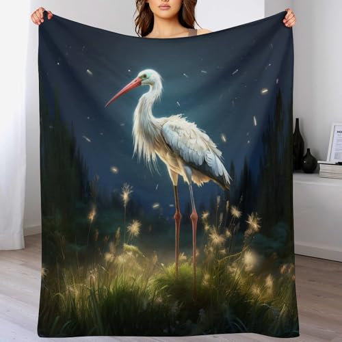 Storch Decke Vier Jahreszeiten Bett Wohndecke Kuscheldecke Extra Dick & Warm Sofadecke/Couchdecke Flannel Sofaüberwurf Superweich Und Flauschig Fleecedecke（150×200cm）
