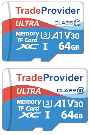 TradeProvider TF Memory Card 64GB (2 Pack) – microSDXC UHS-I U3 V30 A1 C10, Up to 140MB/s Read, 4K Video, High-Speed Storage for Smartphone, Tablet, Drone, Dash Cam, Security Camera