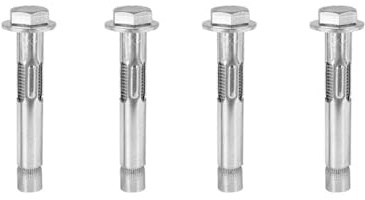 Leliafleury Lot de 4 boulons d'ancrage M10 x 100 en acier inoxydable - Écrous hexagonaux externes pour fixations murales, briques, béton, maçonnerie