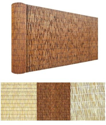 Natural Reedhead Fencing 50cm 100cm 120cm 150cm 200cm 500cm Bamboo Fence Privacy Screen Decorative Garden Fencing Easy Installation Add Privacy And Atmosphere For Outdoor Backyard(Brown)