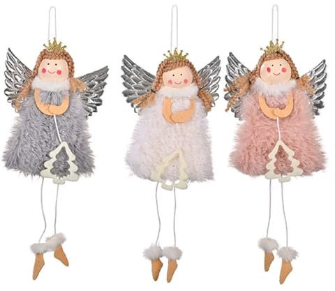 Décor Arbre De Noël Ange, 3pcs Ange De Noël Poupée,Decorative d'Ornements d'ange De Noël,Petit Pendentif Accessoires Ornement,Porte-Bonheur Ange Gardien Décoration d'anniversaire
