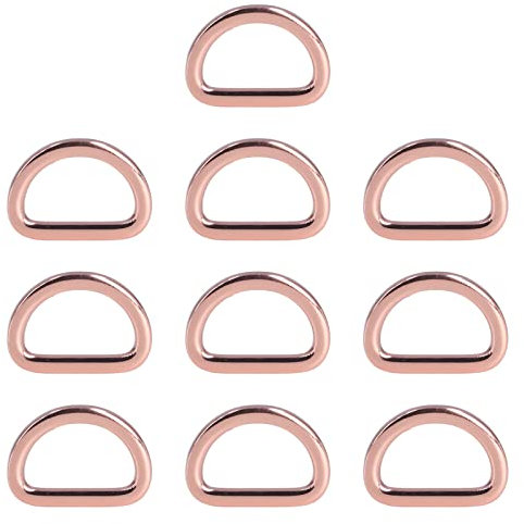 Jwthee 10 Stück D-Ringe für Geldbörse, dekorative Ringe zum Basteln, kleine D-Ringe, Metall-Bastelringe, Taschenzubehör, mehrfarbige D-Ringe für DIY-Bastelarbeiten (Roségold)