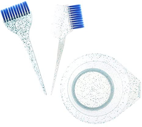 FRCOLOR Set Pinceaux Et Bol De Coloration Cheveux Bleu Brosse Douce Translucide Pour Salon Mélange Et Balayage Professionnel