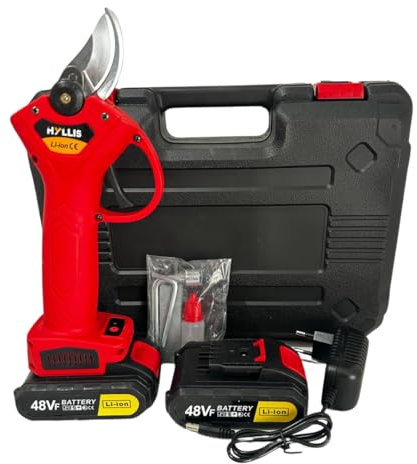 Forbici da Potatura a Batteria 48V, con Doppia Batteria, Cesoie Elettriche Professionali per Giardino e Fiori, Valigetta Omaggio per un Trasporto Facile e Sicuro