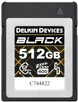 Delkin Devices Black 512GB CFexpress™ Type B 4.0 VPG400 Memory Card – High-Speed Performance for Professional Photography & Videography (512GB)
