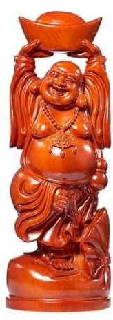 WACEH Earrings Buddha -Ornament Figur, Holz Laching Buddha Statue für Wohnkultur, glückliche glückliche Buddha -Figur, Innenbuddha Dekoration Garten Buddha Statue (22 * 12 * 50 cm) Jewelry