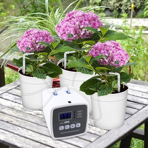 Kit Irrigazione Automatica per Interni, GuKKK Kit di Indipendenza Intelligente di Irrigazione da Giardino con 2 Pompe di Controllo Indipendenti e Tubo Flessibile da 15 m, 20 Piante in vaso