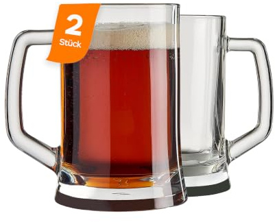 NORDIC SCHILLER Luxus Bierkrug 660ml 2er Set, Biergläser mit Henkel BLEI FREI Pub Bierglas, Bierseidel, Spülmaschinenfest Bierkrüge für Zuhause, Restaurants und Biergärten, Beer Glasses, Beer Mugs