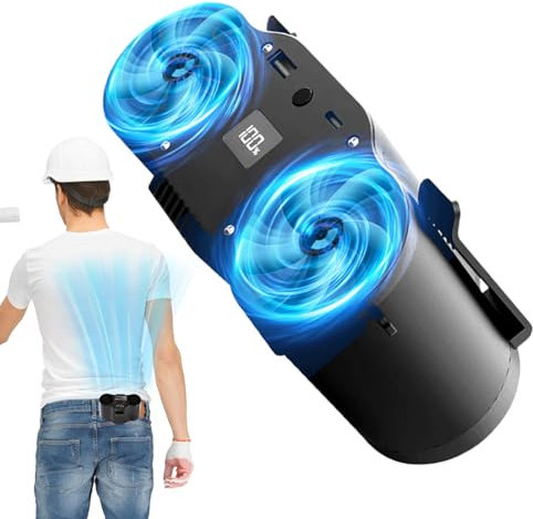 Waist Fan, Personal Blowing Gadget, ABS Wearable Clip Device with 4 Adjustable Speeds, Portable Airflow Solution for Travel, Beach, Gym, Hiking, Sports, Outdoor Activities, (20000mAh)