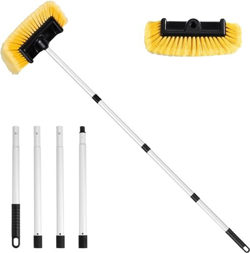 Spazzola estensibile per lavaggio auto, 157,5 cm, con setole in nylon morbide e asta in alluminio, pulizia antigraffio per auto, camion, SUV, camper, barche (giallo)
