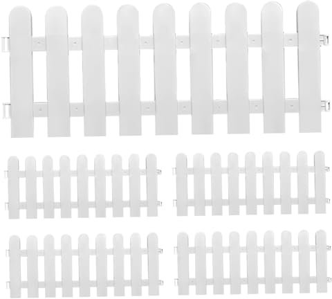 Clôture de jardin blanche, clôture de piquets blancs 5pcs, élégant inserts piquets en plastique, bordure la pelouse protection décorative pour jardin, aménagement paysager, fer