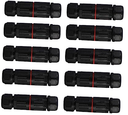 BAZEITFLOW Connettori Impermeabili Mini a 3 per Illuminazione Esterna Facili da Installare Nylon Pa66 10 Pezzi