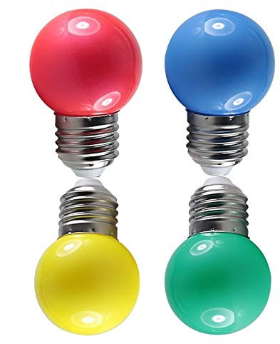 YSJX Lighting, Pack of 4, Led Bulb Light E27/B22 AC220v 0.5W G45 White Red Blue Green Yellow Decorative Night Lights Bulbs(Verde)