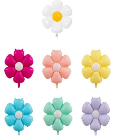 GAJUS 7 Stück Gänseblümchen-Ballons, bunte Folienballons, Blumenballons für Mädchen, Ballonblumen in sanften Farben, Dekoration für Geburtstage und Hochzeiten