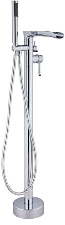 Wasserfall Armatur Badewanne Freistehend, Einhebelmischer 360° Rotation Einhebelmischer Dusche mit Handbrause,Verchromt