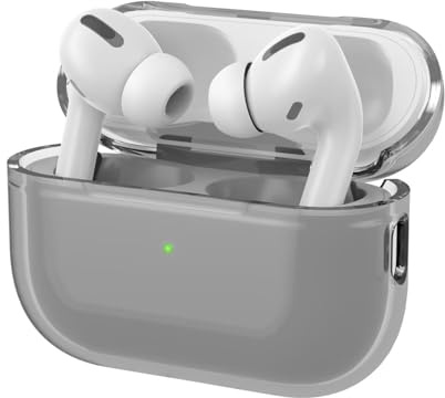BoerHang Cover Compatibile con AirPods Pro 2/1 Gen (2023/2022/2019), TPU Antiurto Trasparente Semplice [LED Frontale Visibile] Compatibile con AirPods Pro 2/1 Gen (2023/2022/2019).Nero trasparente