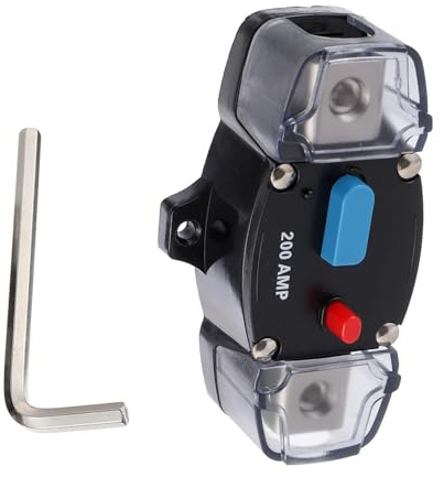 Anhoer Leistungsschalter 12-48 Volt DC Selbstauslöser mit manuellem Reset-Knopf Sicherung Shalter Sicherungsautomat Inline Sicherungshalter Rückstellbarer für Auto Wohnmobil Boot (200A)