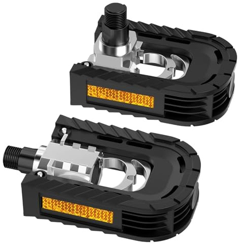 Dorglix 1 Paar Fahrradpedale Wasserdicht, Klapppedale Fahrrad Ebike, Fahrrad Pedalen rutschfeste, Fahrradpedale mit Reflektoren für Rennrad, Pedelec, Geräuscharm(Schwarz, 123mm × 70mm × 30mm)