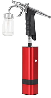 Spruzzatore di Vernice, = Kit compressore aerografo con tipo di trigger di sifone Pistola a spruzzo for modello Art Model Body Paint Artist Trucco for unghie Tatuaggi Torta(TM80S Red B)