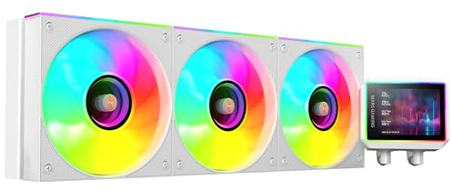 Mars Gaming ML-VISIONII360 Refrigeración Líquida AIO 600W TDP, Pantalla IPS 2,8 360º, Bomba 4ª Gen Opti-Chamber con Base de Cobre y Microcanales, 3x Ventiladores 120mm ARGB Infinity Mirror, Blanco