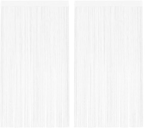Générique Rideau en Fils Polyester Blanc 100 x 250 cm – Décoration intérieure élégante et Polyvalente – Idéal pour fenêtres, Portes, séparateurs d'espaces – Lot de 2