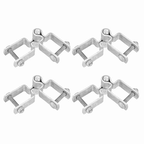 sourcing map 4 Pack Chain Link Fence Gate Post Hinge, 1-1/2 x 1-1/2 Galvanized Steel Chain Link Fence Post Hinges Heavy Duty Gate Frame Hinge with Bolts and Nuts for Outside Square Pipe