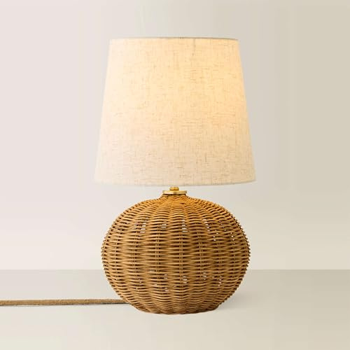 ValueLights | Henrietta Natural Wicker Base with Linen Shade Table Lamp and Bulb | Table Lamps, Home Décor & Improvement Essential