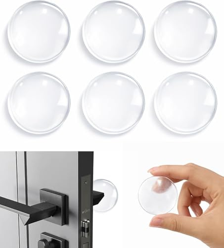6pcs Door Stopper, Transparent Circular Silicone Door Handle Protector, Self Adhesive Wall Protector for Impact Protection, Suitable for Indoor Wall Fridge Cabinets