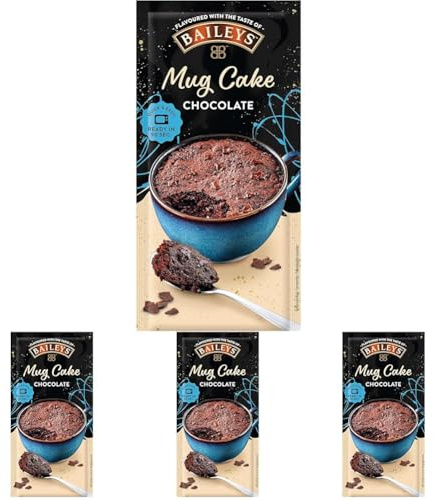 Baileys Mug Cake Chocolate, alkoholfreier Schokokuchen Tasse mit Original Baileys Taste & Schokostückchen, in 90 sek fertig, 1 x 60g (Packung mit 4)