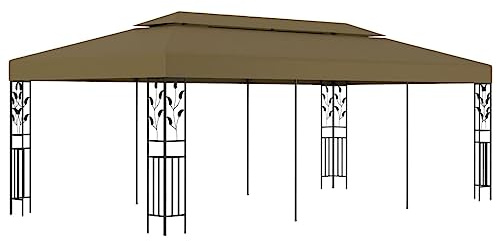 Mokuyary Tendone da giardino Gazebo per campeggio, eventi, terrazze e festival, 6 x 3 m, colore: tortora