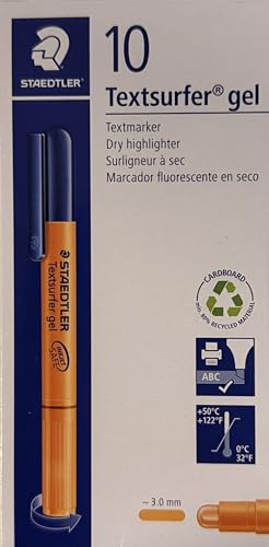STAEDTLER 264-4 Textsurfer gel Trockentextmarker, 10 Stück im Kartonetui, orange
