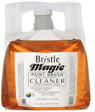 Bristle Magic Oil Paint Brush Cleaner and Restorer-Paintbrush Cleaner for Acrylic, Oil, and Glass Paints-Biodegradable, Non-Toxic, Odorless, Eco-Friendly, Quick-Clean Formula Paint Remover (1 Gallon)