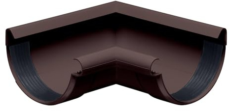 INEFA Angolo grondaia 90 gradi, semicircolare 100mm Marrone scuro PVC | Angolo interno in plastica con bordo interno, pezzo di raccordo accessorio grondaia, montaggio facile