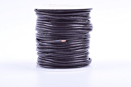 KONMAY 25 Yards Rolle Lederband Rund aus echt Leder,Lederschnur,Lederriemen,2.0mm,Distressed Braun