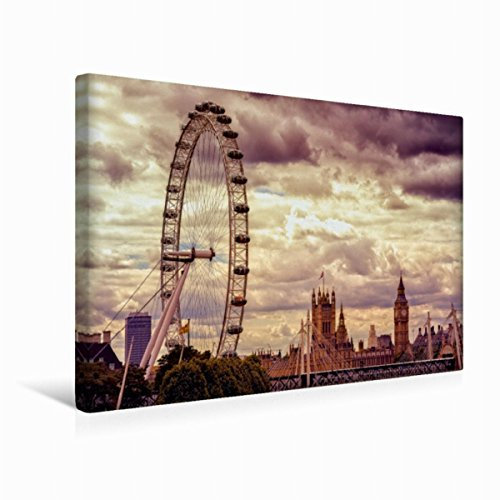 Premium Textil-Leinwand 45 x 30 cm Quer-Format London Eye & Big Ben | Wandbild, HD-Bild auf Keilrahmen, Fertigbild auf hochwertigem Vlies, Leinwanddruck von hessbeck.fotografix