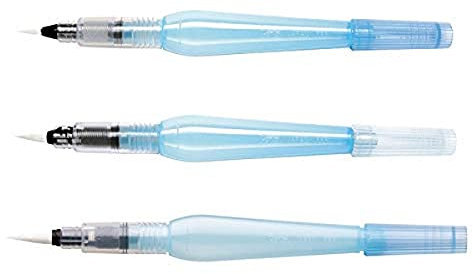 Pentel XFRH/3-BFM Aquash Wassertankpinsel mit hochwertiger Nylon-Spitze, 3er Set rund (fein, medium, breit)