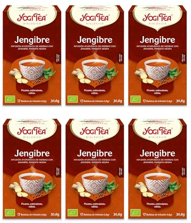 Yogi Tea Zenzero Bio - Infuso Ayurvedico - Miscela di Zenzero e Pepe Nero - Senza Caffeina - Confezione da 6x17 bustine (102 bustine in totale)