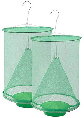 Gxhong Ranch Fliegenfalle, 2023 Neue Insektenfalle Outdoor Fliegenfängerkäfig mit Futterköderschale, die effektivste Insektenfalle, die jemals für Fliegen/Mücken/Bienen hergestellt wurde (2 Stück)