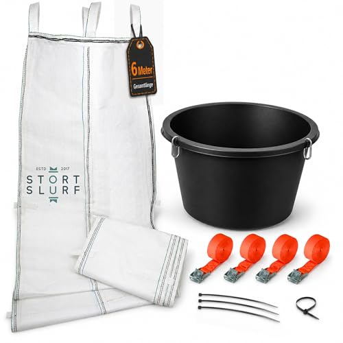 STORTSLURF Schuttrutsche 6m | Flexible 2X 3m Schläuche, hohe Stabilität, einfache Installation | Bauschuttrutsche inkl. Einfülltrichter und 4X Spanngurt optimales Set für die Bauschutt-Entsorgung