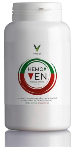HEMOR VEN Integratore Alimentare Emorroidi a Base di Rusco, Esperidina, Diosmina, Rutina, Vitamine B1, B5, B6 e B2 e Acido Folico, Integratore per Migliorare la Circolazione Venosa