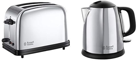 Russell Hobbs Toaster Grille-Pain, Cuisson Rapide et Uniforme - 23311-56 Victory & Bouilloire 1L, Ebullition Rapide, Marquage Tasses, Ouverture Facile, Design Compact - 24990-70 Victory