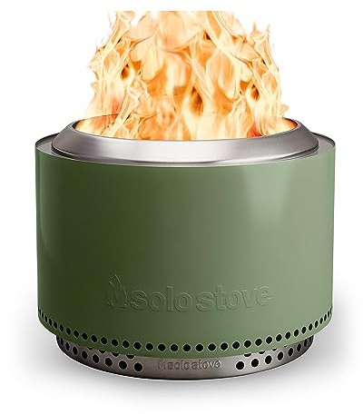 Solo Stove Yukon Rökfri Eldstad med Stand 2.0 | Bärbart campingtillbehör för vedeldning, Vedeldade eldstäder med avtagbar asklåda, 304 Rostfritt Stål, 68,5 x 50,5 cm, 20 kg, Grönt