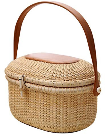 CAZARU Wicker Willow Picknickkorb Shopping Vintage Korb mit Deckel und zum Camping zum Einkaufen