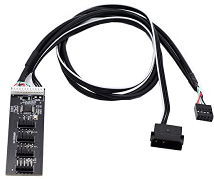CY USB2.0 Motherboard Cable 9pin 10pin USB 2.0 Header 1 to 4 Female with IDE Power Extension Splitter Cable HUB Connector Adapter Port Multilier