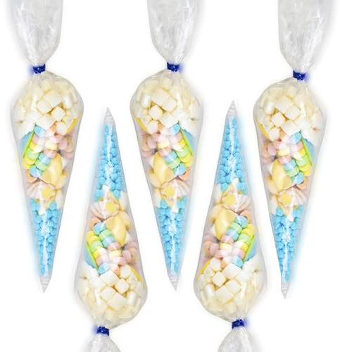 Pre-Filled Childrens Birthday Party Sweet Cones - Choose From Pink or Blue – Exclusive To Burmont's (10 Pack Blue)