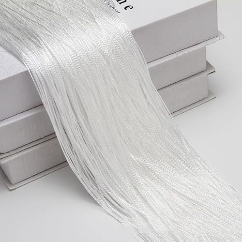 SYSUII 2 cortinas de hilos de 100 x 200 cm, cortina decorativa para puertas, salones, como separador de habitaciones o decoración, poliéster – Blanco