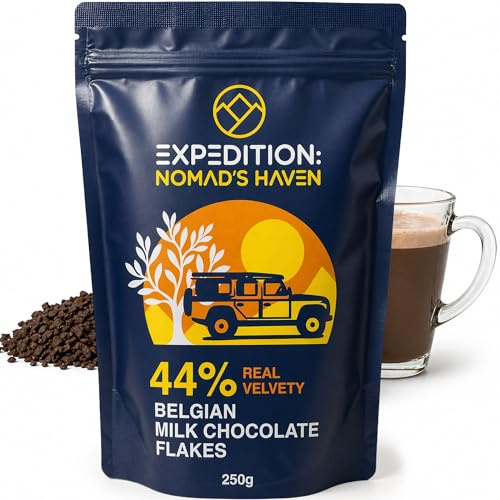 44% Milk Belgian Hot Chocolate Flakes Real Chocolate Drink Mix 250g | Real chocolate shavings, smooth creamy cocoa drink, barista style, Belgian chocolate, 250g pack