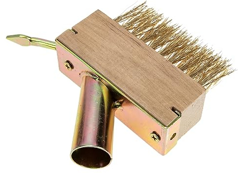 BESPORTBLE Unkrautbürste in Khaki aus Stahl und Holz zum Entfernen von Flecken und Unkraut mit Befestigung Am Stiel für Terrasse und Gartenreinigung